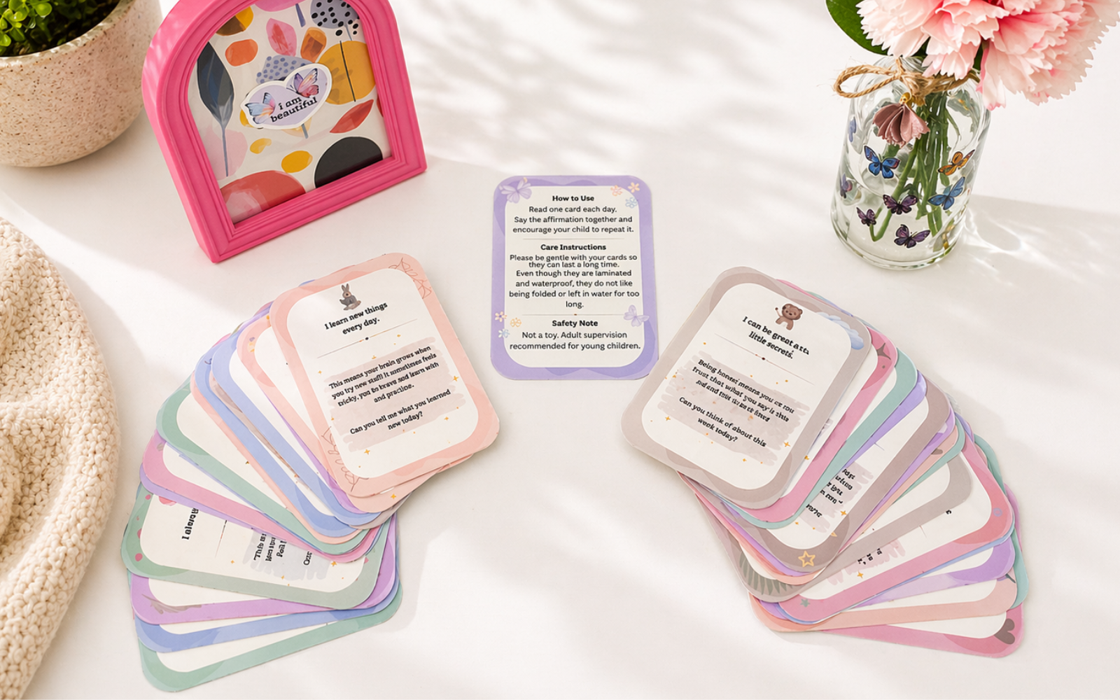Affirmation Cards back preview